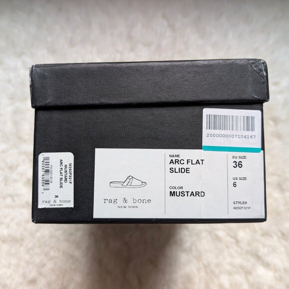 NWT rag & bone Arc Flat Suede Sandal Slide in Mustard (size: 6) - Picture 9 of 9